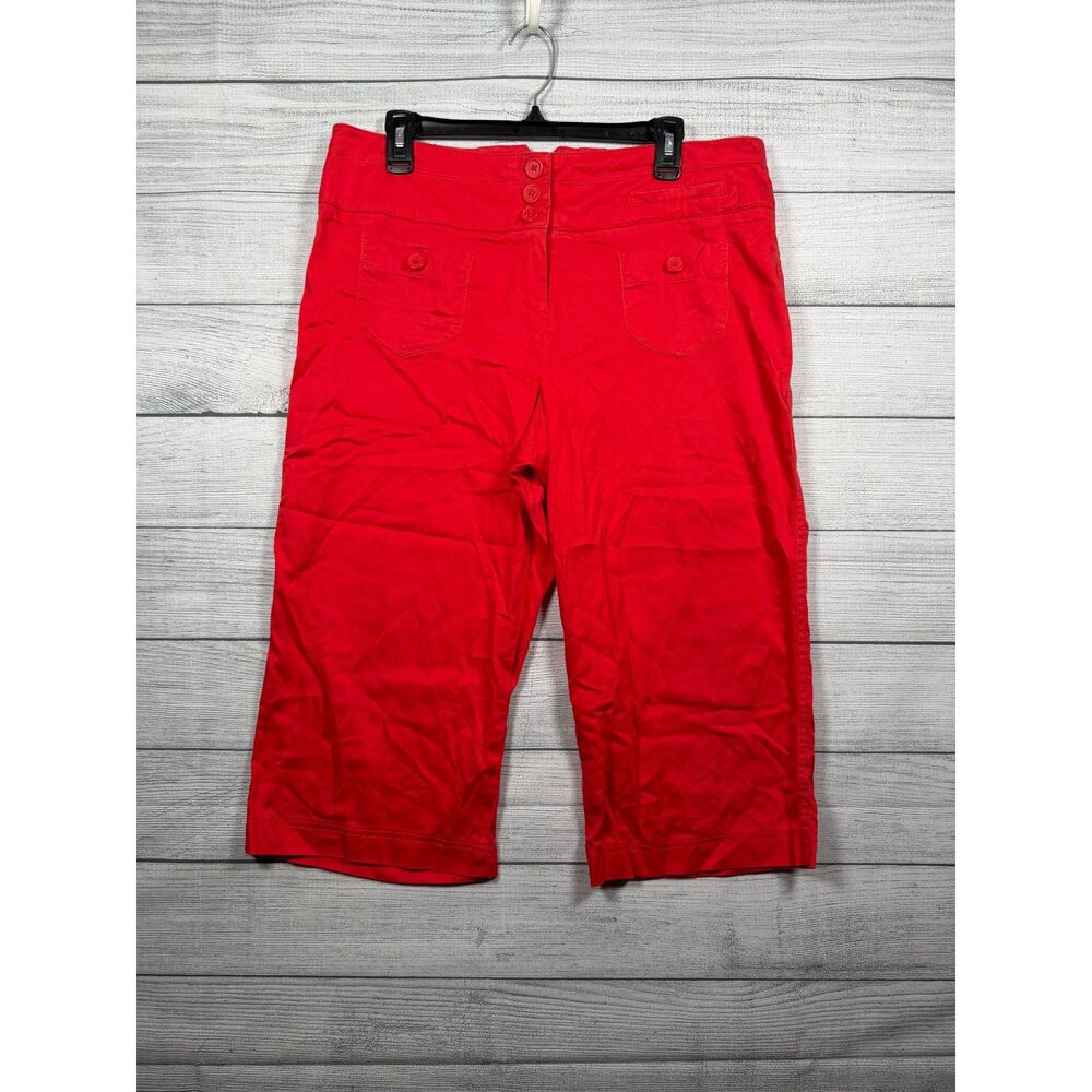 Larry Levine Stretch Women's Size 14 Red Cropped Capri Pants 1234